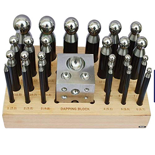 Dapping Set Punches & Block Steel Forming 24 pc for Jewelry Repousse Silversmith