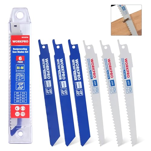 WORKPRO 6-Piece Reciprocating Saw Blade Set, 6