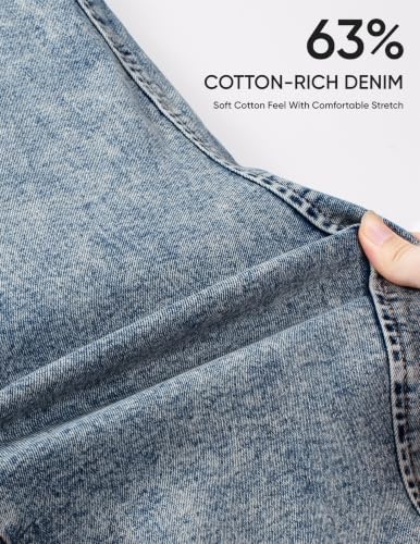 Image of JMIERR Men's Stretch Cargo Jeans Loose Straight | Over 60% Cotton Blend, Stretch Denim, Drawstring Waist, 5-Pocket Design, Loose Straight Fit, Casual Workwear Jeans