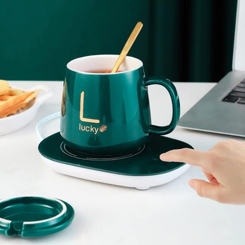 Image of PIYUCOLONY Coffee Mug Warmer for Desk with Auto Shut Off, Electric Cup Warmer for Coffee, Tea & Milk, Smart Beverage Warmer with Spoon, Portable Drink Heater for Home & Office (Pack of 1)