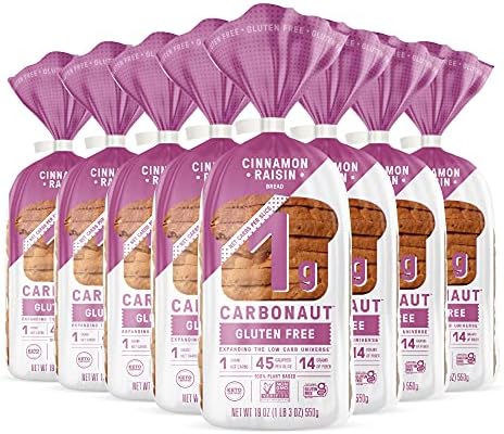 Carbonaut Gluten Free, Low Carb, Keto-Certified, Non-GMO, Vegan (Gluten Free Low Carb Cinnamon Raisin, Pack of 8)