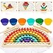 Holz Clip Beads Brettspiel, Montessori Spielzeug, Holzperlen Lernspiel, Matching Game Memory Toy, Rainbow Bead Game, Vorschule Lernspielzeug Geschenk für Kinder, Lernspielzeug Matching-Spiel