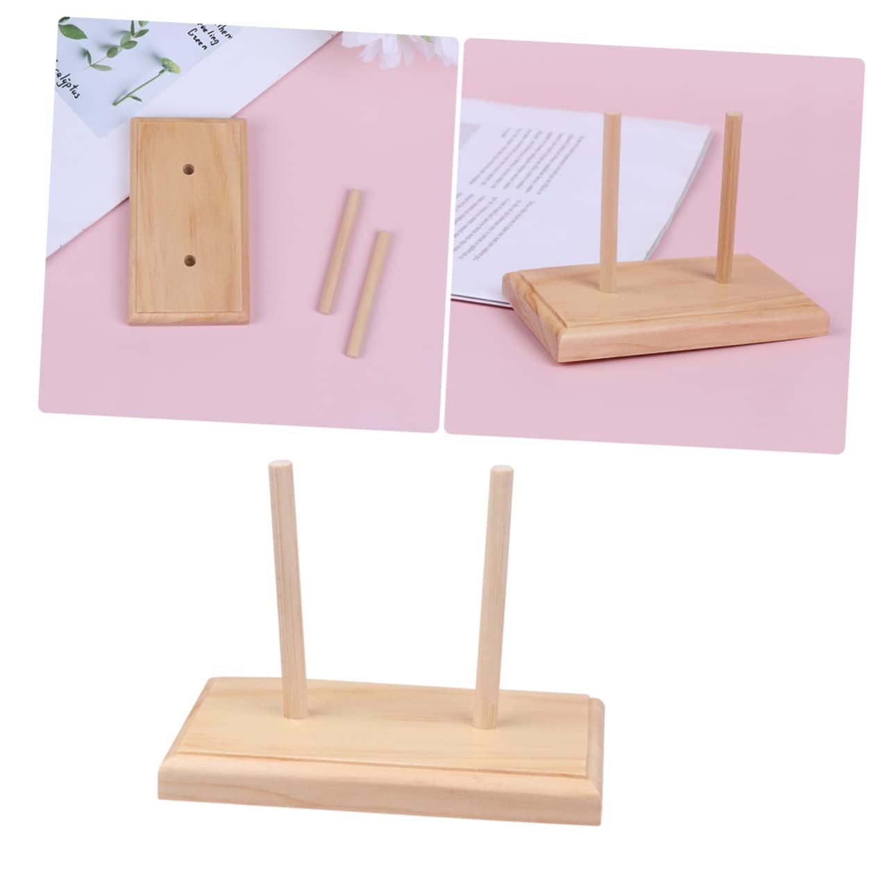 OSALADI 1Pc Wooden Embroidery Spool Rack Durable Thread Holder for Beaded Wire Silk and Line Tools for DIY Embroidery Craft Rooms Home and Office Use