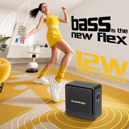 Image of Dubstep Bassline DRP 12W Portable Bluetooth Speaker, Powerful Stereo Sound, RGB Party Lights, TWS Pairing, Up to 8 Hours Playtime, Type-C Charging, Compact Speaker with Lanyard - Black