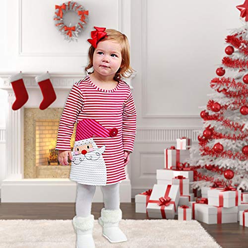 Peuter Kids Baby Meisjes Kerstman Gestreepte Prinses Jurk Kerst Outfits Kleding - Afbeelding 4