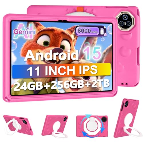 Image of Tablet 11 inch Android Tablet 24GB RAM+256GB ROM /2TB TF, 2026 Tab PC with 2.0GHz Octa-Core, Large Screen, EVA Shockproof, (13+5) MP Camera, 8000mAh, Widevine L1, 5G WiFi, GPS, BT5.0(Pink)