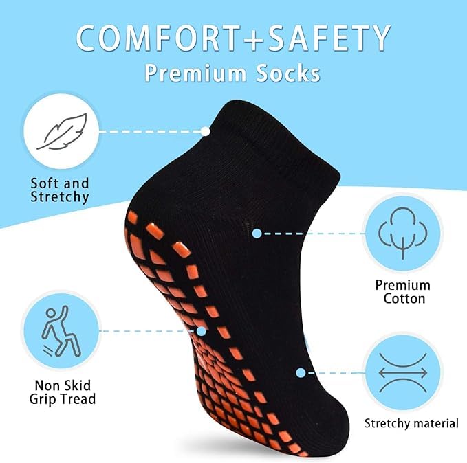 Image of WKLOUYHE Kids Anti-Skid Trampoline Socks 4 Pairs Non Slip Sticky Grips Breathable Cotton Socks for Teenagers