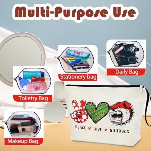 Bulldogs Lover Gift Makeup Bag Gift for Bulldogs Lover Football Basketball Sports Gift Merch Bulldog Spirit Peace Love Bulldogs3