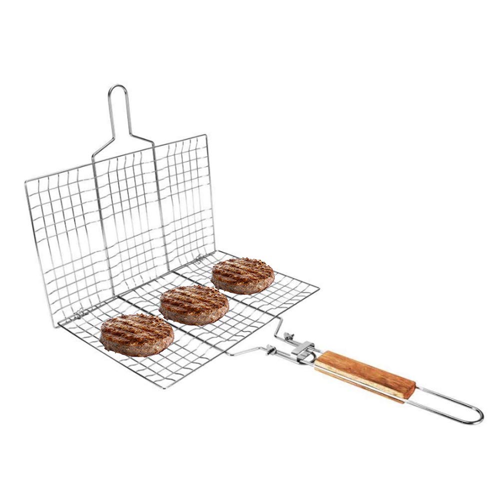 BBQ-grillmand, vierkante gegrilde visnetclip met verwijderbaar handvat BBQ-grillmand, vierkante gegrilde visnetclip met verwijderbaar handvat