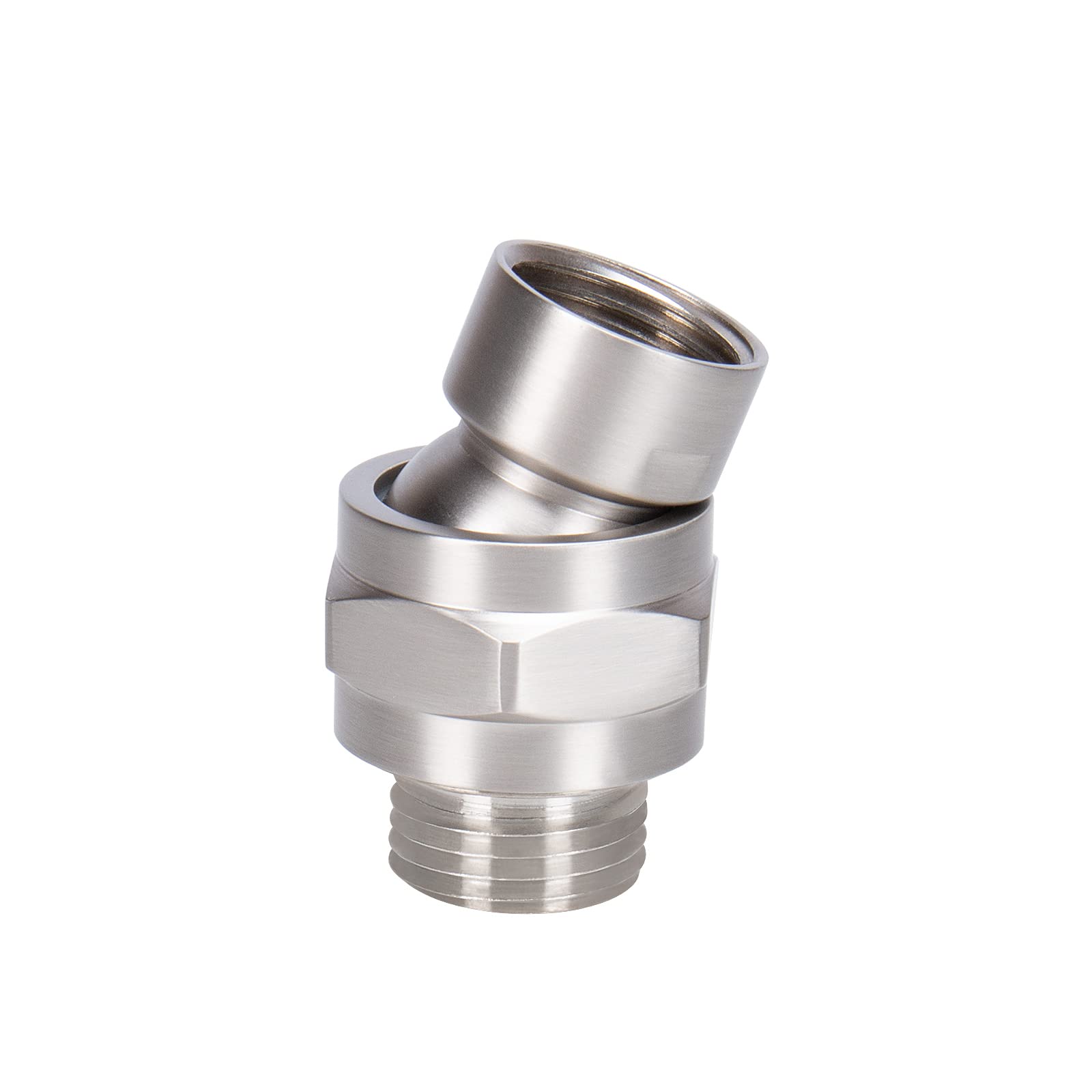 NearMoon Shower Head Swivel Ball Adapter - Solid Brass Shower Connector Ball Joint Adjustable Universal Shower Arm Extension Component (Brushed Nickel)