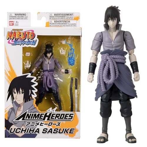 BANDAI - Naruto Shippuden Anime Heroes Figura de Acción Sasuke Uchiha 15cm - 36902 Multicolor - Figuras articuladas ¡Hazte con Tus héroes Favoritos del Mundo de Naruto!
