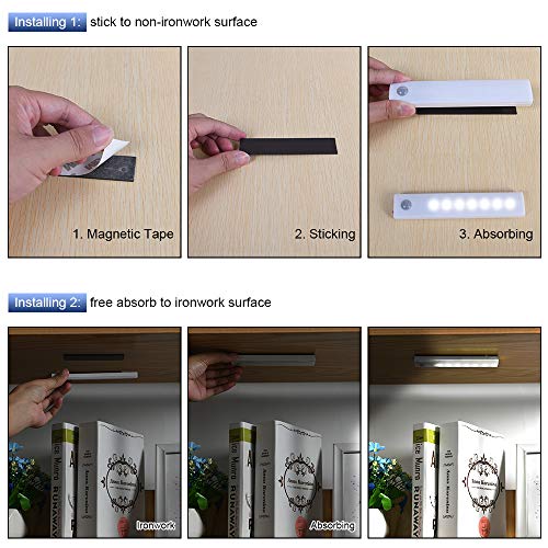 Vicloon Motion Sensor Led Lights, 3 Pack Auto On/Off Wireless Rechargeable Cabinet Night Light With Magnetic Strip for Wardrobe, Closet, Stairs - Cosy Home Interiors Vicloon Motion Sensor Led Lights, 3 Pack Auto On/Off Wireless Rechargeable Cabinet Night Light With Magnetic Strip for Wardrobe, Closet, Stairs - Image 4