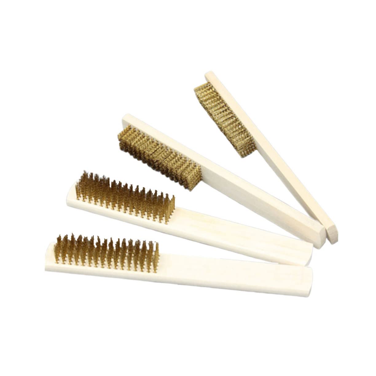 NAMOARLY 4Pcs Wooden Handle Copper Wire Brush Portable Household Cleaning Tools for Removal and Polishing Heavy Duty Wire Brushes for Kitchen and Home Use