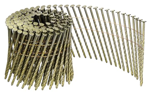 HiKOKI VS3290NU Clavos de Conexión para Cable, 3.5 pulgadas (90 mm) x 0.13 pulgadas (3.2 mm), Rollos, Para Pistolas de Clavos, Para Madera, 150 x 20 Rollos, Recubiertos Amarillo, Forma de Tornillo miniatura 1