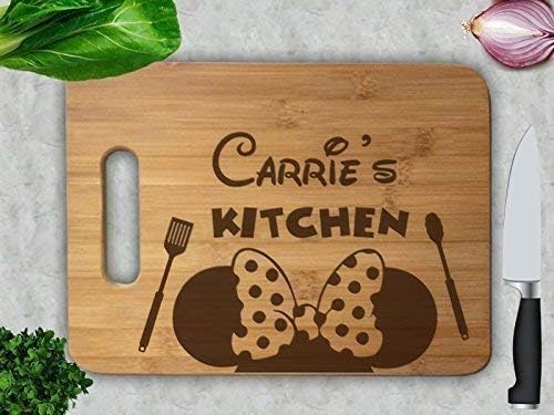 Cute Mouse Housewarming Christmas Wedding Gift Cutting Board Engraved Chopping Block Bamboo Personalized