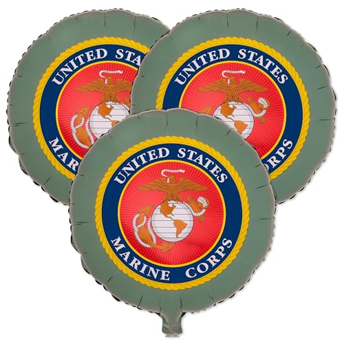 Image of U.S. Marines Official Seal Balloons (3 Pcs.)! 3 Mylar Balloons featuring the Marines Emblem! Great for your Marines' Birthday, Homecoming, Graduation & More. by Havercamp