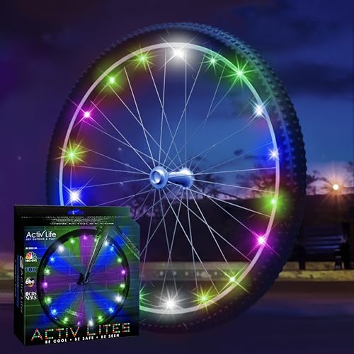 Activ Life LED Bike Wheel Lights with Batteries Included, Get 100% Brighter and Visible from All Angles for Ultimate Safety & Style (1 Tire Pack, Pastel)