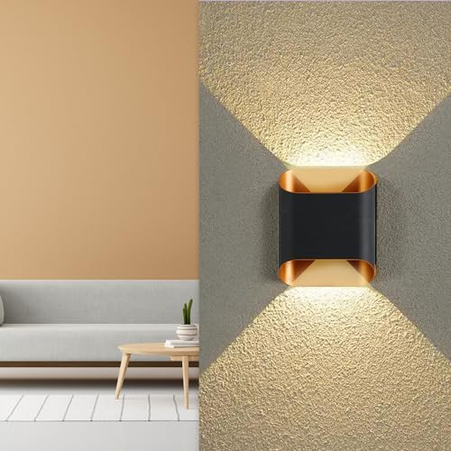 Image of GIGAWATTS 6W Wall Light BIS Approved 2 Way Gate-Light IP65 Waterproof LED Exterior Indoor Mount Fixture Up Down Sconce Lamp for Home Patio Garden Balcony Decor (1Pc, Warm White)