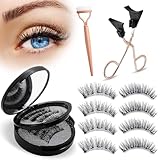Magnetic Eyelashes, Light Weight Natural Look False Eyelashes with Applicator and Eyelash Comb, Reusable & No Glue Needed, 8 Count