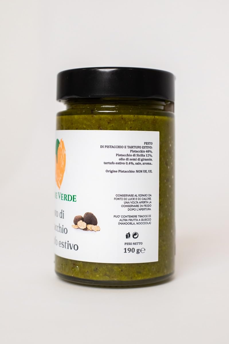 Pesto aux pistaches et aux truffes d'été Idéal pour les pâtes, les pizzas, les savoureuses bruschettas, seconds plats - SANS GLUTEN - Paquet de 4 pcs. à partir de 190gr. Caduno