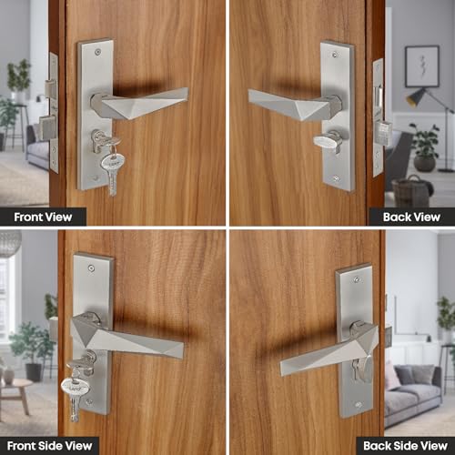 Image of LAPO Heavy Duty Mortise Lock Set - Main Door Handle Lock with Keys, 60mm Cylinder, 45x45mm Lock Body for Home, Office, Hotel, Bedroom (Satin Matt, 3 Years Warranty) Cy-126