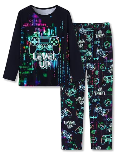 Image of Tebbis Boys Comfy Trendy Print Long Sleeve & Pants Pajama Set Sizes 6-18