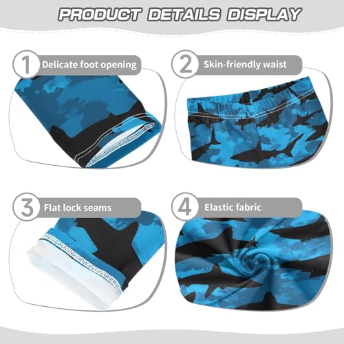 Shark Silhouette Blue Camo Girls Leggings Soft Stretch Workout Yoga Dance Pants for Kids Casual Tights3