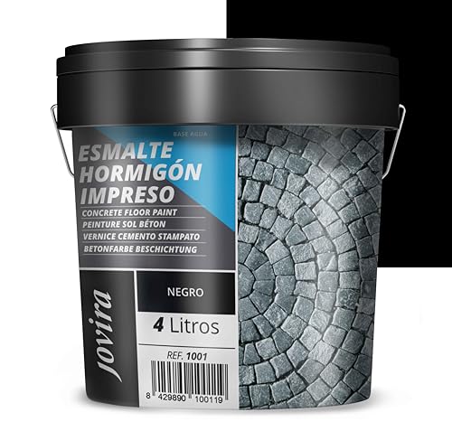 Jovira Pinturas Resina-Esmalte Hormigón Impreso. Resina Renovadora Para Pavimentos De Hormigón. 4 Litros, Negro D-34