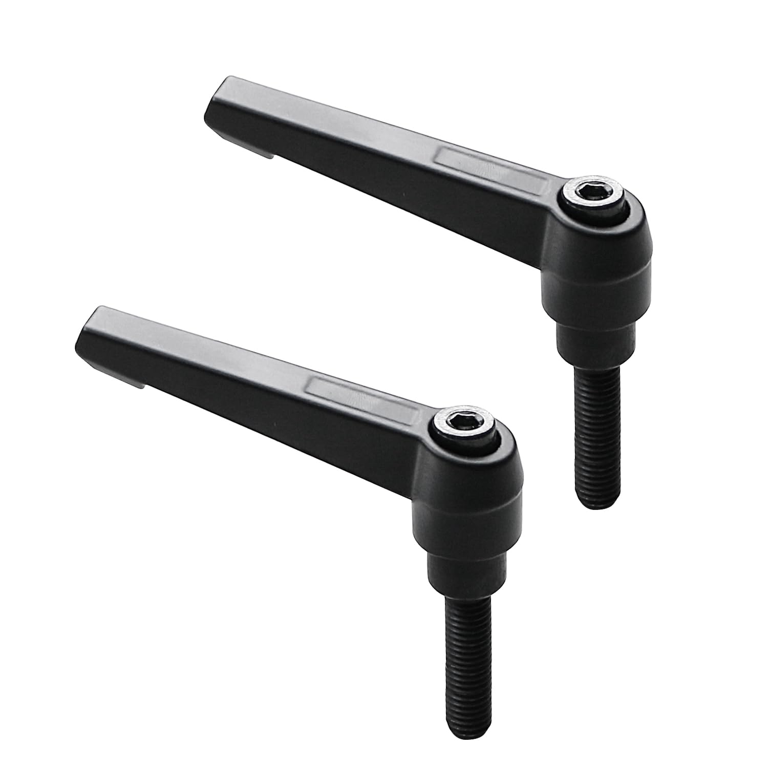 Aopin 2 Pcs of Black Alloy M8 x 40mm Adjustable Clamping Rod Handle, Threaded Button Ratchet External Thread Rotating Screw Handle, with Locking Bolt
