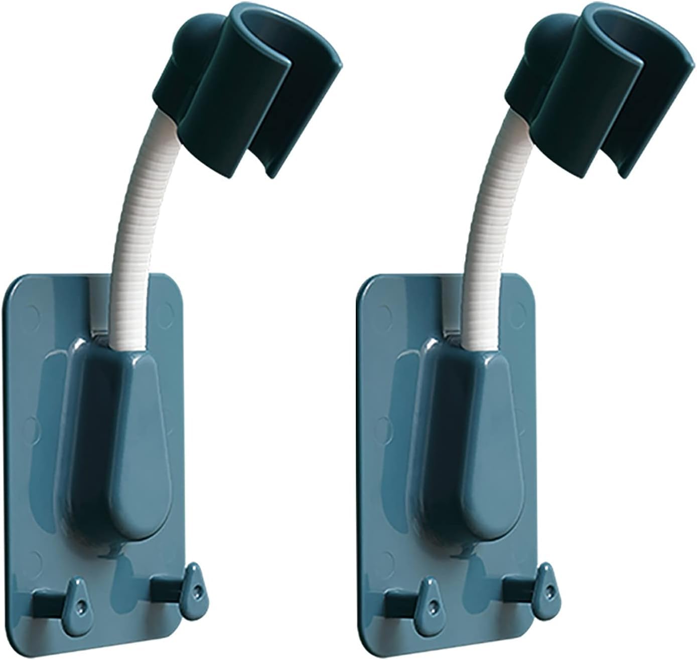 Mkauyycb Blue Shower Wand Holder Showerhead Bracket, Strong Adhesive, Waterproof,360-Degree Adjustable,2Pcs