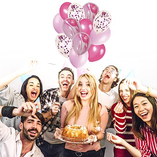 Image of Crackles Pink Marble Balloon Set with Confetti Balloons for Birthday, Anniversary, Weddings, Engagement, House Warming Decoration | Party Balloons (Marble Balloons-Pink Pack of 12)