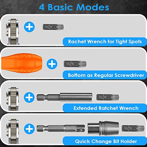 Image of GreaTalent 133in1 90 Degree Right Angle Mini Ratchet Screwdriver Bit Set | S2 Steel 1 /4 inch Hex Shank Magnetic Bit Holder, 36-Tooth Gear Wrench Handle for Tight Spaces