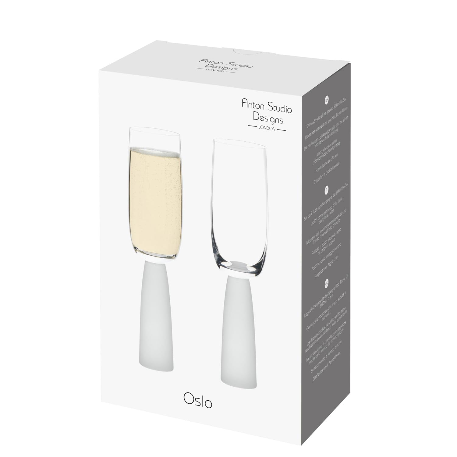 Anton Studio Designs Oslo Handmade Champagne Flutes Perfect Party Tableware for Weddings and Celebrations, 200 ml, Frost - Image 3