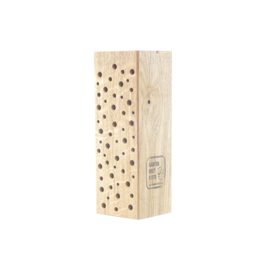 Bienenhotel Stamm Insektenhotel Wildbienen Eiche Massivholz Hartholz Wildbienenhotel Nisthilfe Bienen (Natur unbehandelt, 25 cm)