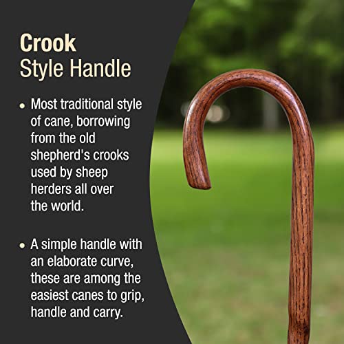 image for Brazos Handcrafted Wood Walking Cane, Twisted Oak, Crook Style Handle,