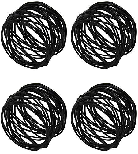 Image of SKAVIJ Handmade Twisted Wire Mesh Napkin Rings Holders Decor Dinner Party Wedding Thanksgiving Christmas Gathering (Black 4pcs)