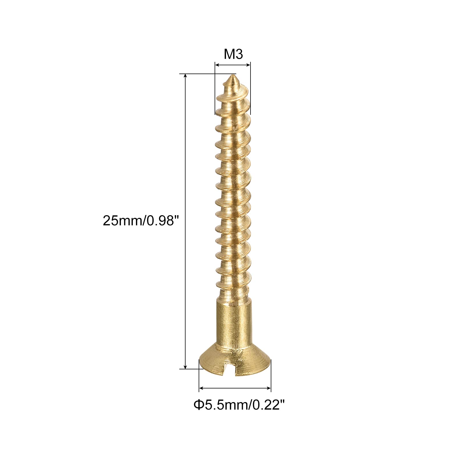 Vis En Laiton Autotaraudeuses M2.5 X 25 Mm – Tête Plate Fendue, Lot De 100 Pièces