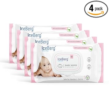 ICEBERG Natural Care Sensitive Baby Wipes, Unscented, Hypoallergenic, 99% Purified Water 80 Wipes in 1 pack (4)