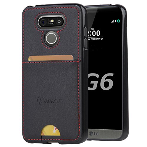 Abacus24-7 LG G6 Case, Bumper Cover with a Card Holder Pocket, Black
