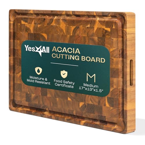 Tabla de Cortar Acacia 43x33x3.8 cm con Asa y Ranura miniatura 1