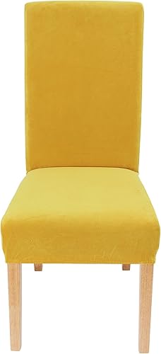 Miniatura 8 de Smiry Juego de 6 fundas elásticas de terciopelo para sillas de comedor, ajuste suave, extraíble, lavable, protector para silla Parsons de cocina,