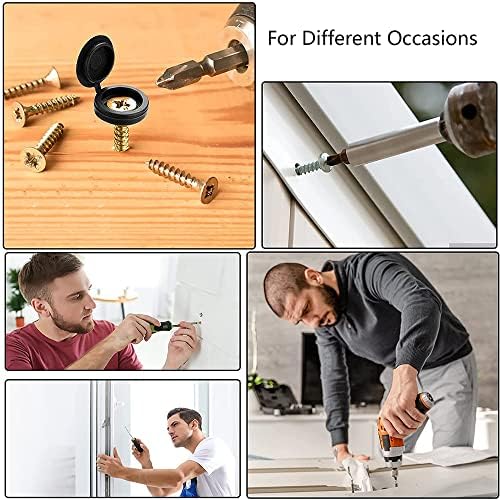 DCQQ 200 Pieces Hinged Screw Cover Caps Plastic Fold Screw Snap Covers Washer Flip Tops Screw Decorative Covers (Black)