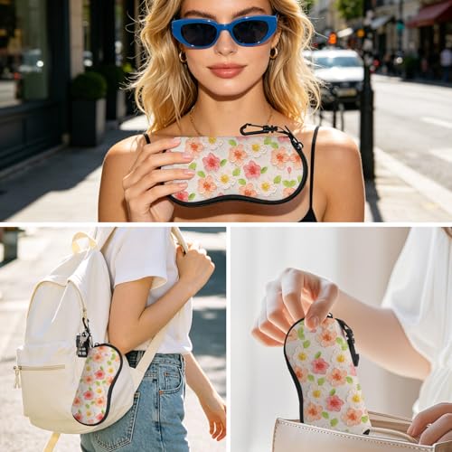 Image of Sunglasses Soft Case, Cute Ultra Light Portable Neoprene Zipper Eyeglass Glasses Case with Belt Clip for Men Women