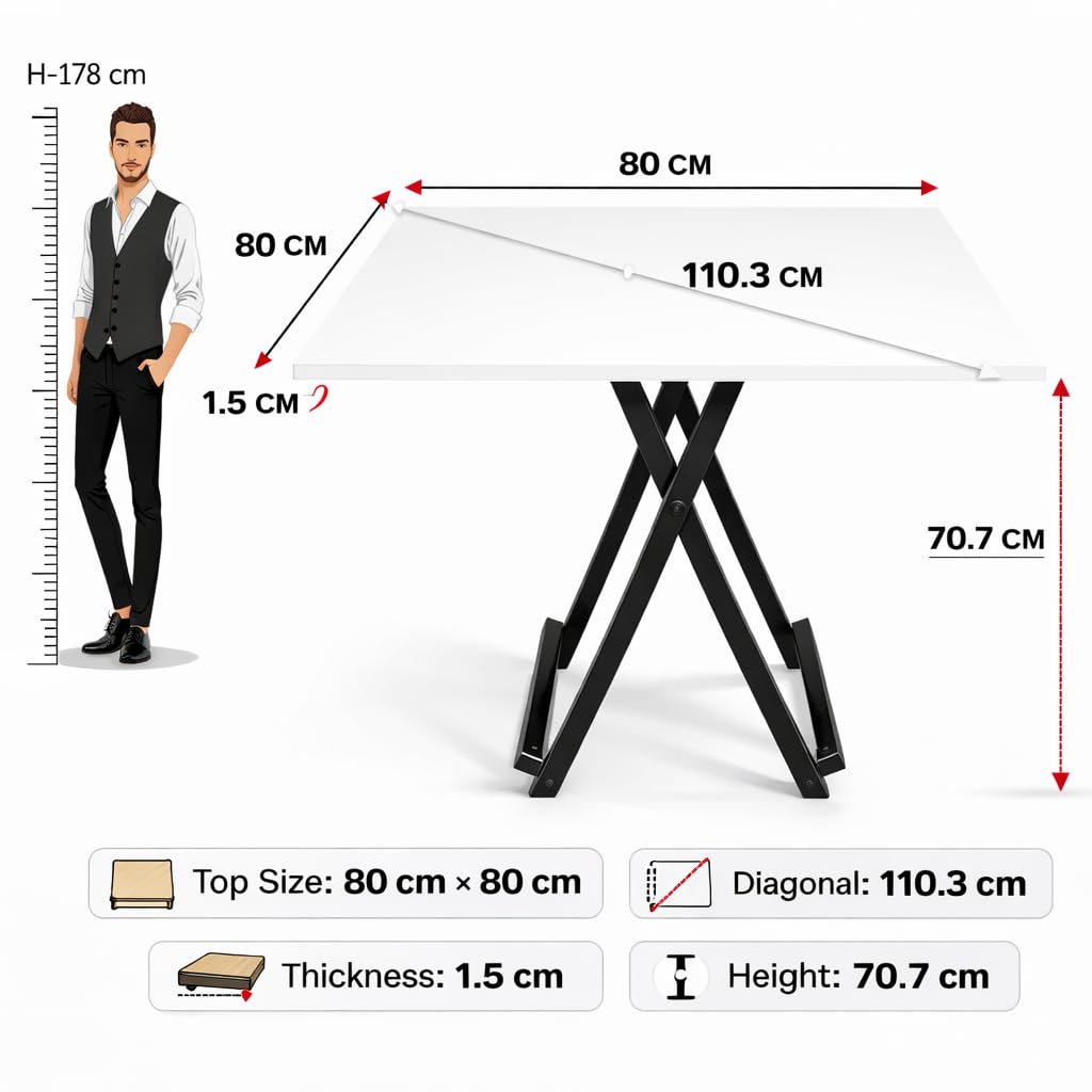 Cubix Mobile Folding Garden Dining Table Square Folding Deck Portable Picnic Folding Game Card Study for Reading Eating 1