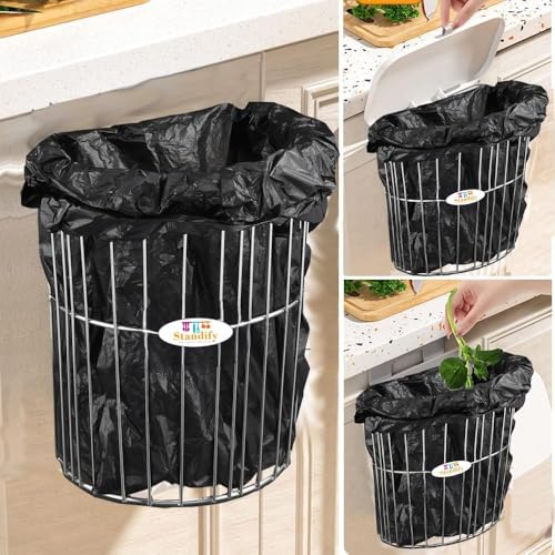 Image of FineArts Use Me Shutter K Fine Stainless Steel Wall Mount Dustbin Stand for Kitchen & Bathroom Garbage Bin Holder Space Saving Waste Bin Support Rack.