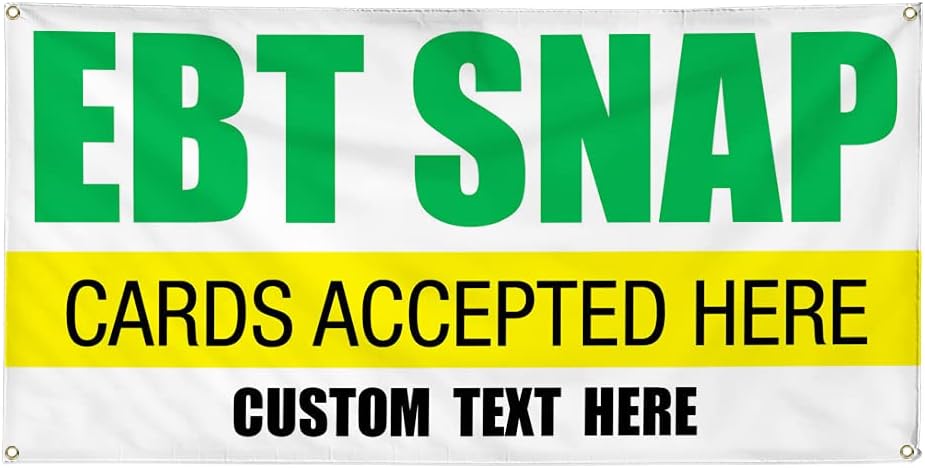 Vinyl Banner Multiple Sizes Ebt Snap Cards Accepted Here Business C Business Outdoor Weatherproof Industrial Yard Signs White 4 Grommets 24x36Inches