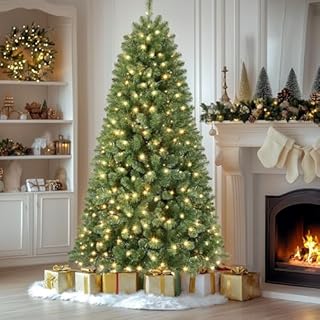 SHareconn 4ft Pre Lit Christmas Tree with 100 LED Warm White Lights, 8 Light Modes, Foldable Metal Stand, Indoor/Outdoor