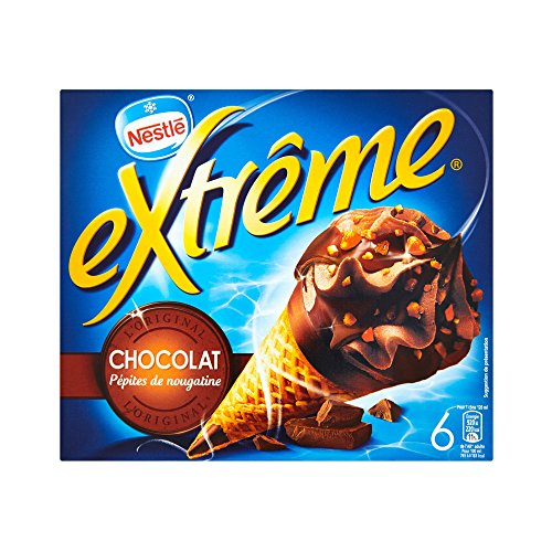 Nestlé Crème Glacée Extrême l'Original Chocolat Pépites de Nougatine 6 x 120 ml