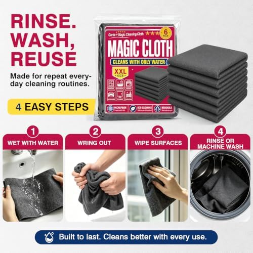 Genie Cloth Magic Cloth - 6PCS Microfiber Genie Magic Cleaning Cloth - 4
