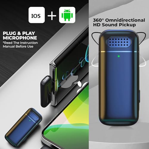 Image of Professional Wireless Mic with Charging Display Case, Noise Canceling Microphone iPhone, and Type C Mobiles for YouTube Video Recording Vlogs Interviews ASMR Podcast (Dual Channel Version)